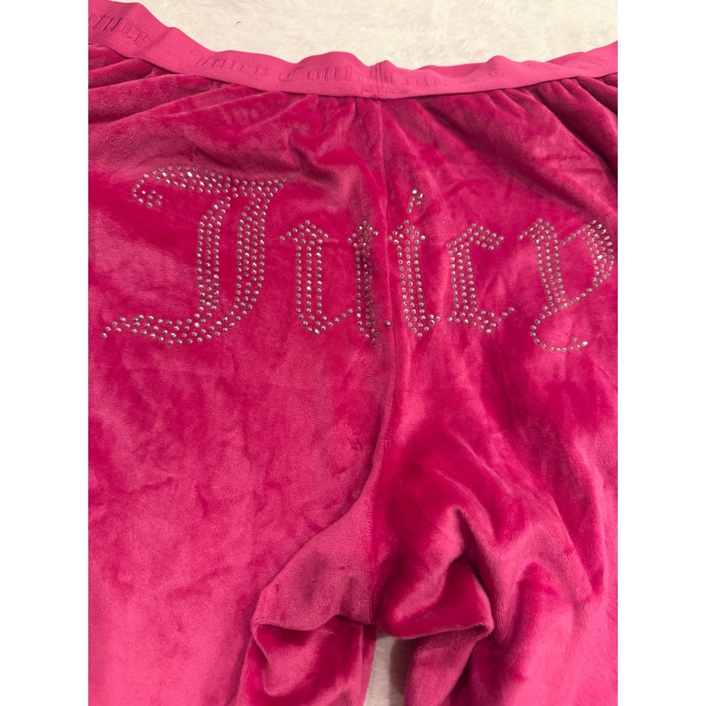 Juicy Couture Pink Velour Rhinestone Logo Loungewear Joggers Pants L 3263-118